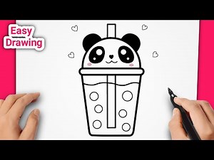 HOW TO DRAW A CUTE EASY BOBA BUBBLE TEA - STEP BY STEP