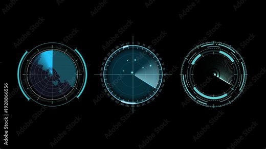 High-tech radar HUD animation. Digital scanning sweep loops are perfect for presentations, or sci-fi film overlays. The seamless loop design ensures a smooth, continuous playback for any duration.