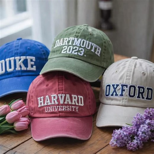 Custom Embroidered College Hats , Washed Baseball Cap Featuring University Names Like Harvard, Oxford, Duke & Dartmouth Graduation - Etsy Canada