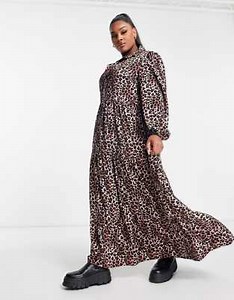 ASOS DESIGN Curve maxi shirt dress with pin tucks in animal print | ASOS