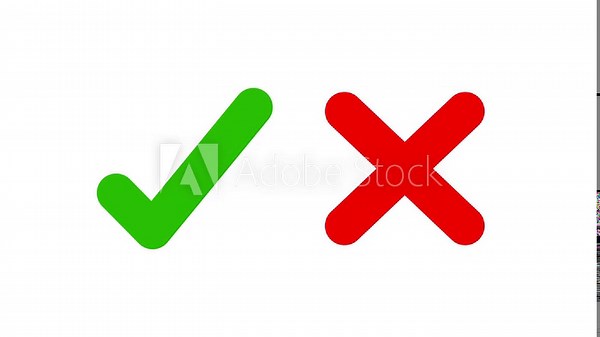 Yes and No Button Icons Set with Tick and Cross Symbols animation with alpha channel.Tick or check mark and cross mark signs icon animation. False and true, right and wrong.