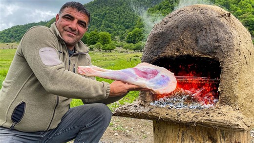 How villagers cook lamb in homemade clay ovens