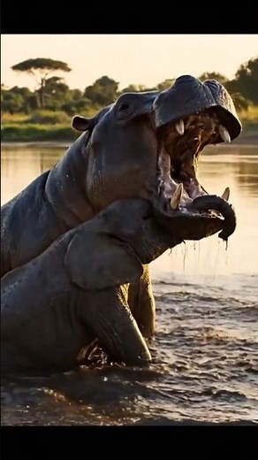 Baby Elephant FIGHTS Back Against Savage Hippo Attack