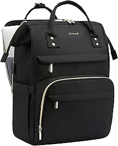 LOVEVOOK Laptop Backpack for Women, Travel with Compartment, Water Resistant Teacher Nurse Backpack, Anti-theft Back Pack Charger Work Doctor, 15.6-Inch, Black