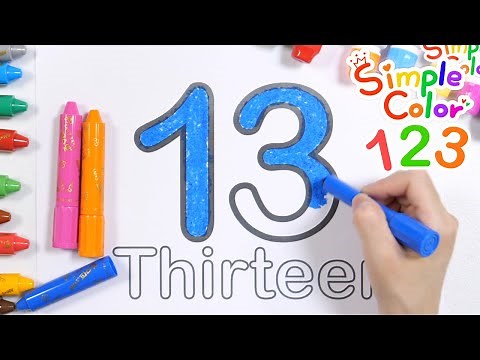 Learn the number 13 by writing, coloring, reading the numbers with crayons | Video for preschoolers