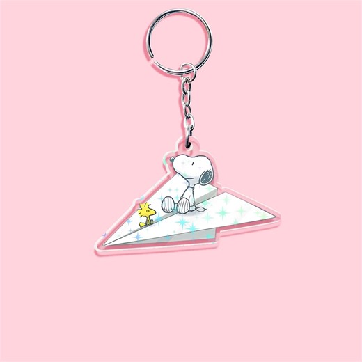 Snoopy Paper Airplane Adventure Acrylic Keychain, Cartoon Keychain - Etsy