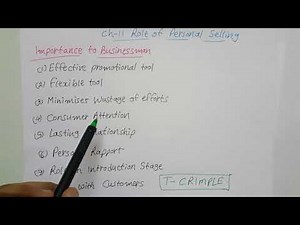 Ch 11 Role of personal selling - Importance to businessmen