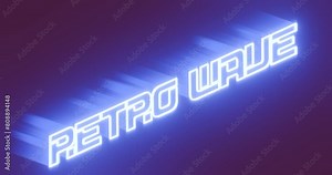 Retro Futuristic 80s font style. 3d text glow effect template video for game, misic title, poster headline, old style. 3d render.