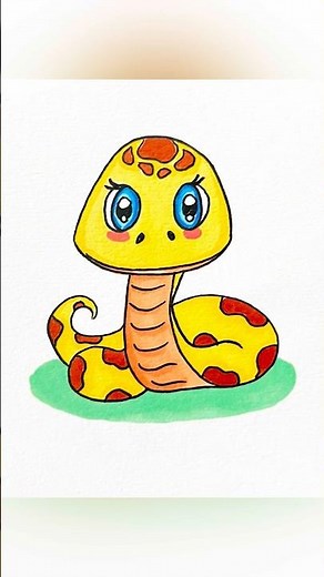 How to draw a cobra | cute easy animals drawing for kids #stepbystep #simple #artforkids #creative