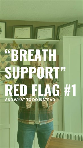 🚩❌ “Use your pooping muscles” is not breath support. If a cue makes singing feel tighter or harder, it’s not creating freedom — it’s stealing it. Bearing down: • restricts airflow • forces the throat to compensate • makes high notes harder instead of easier • reduces vocal freedom It can also increase the risk of pelvic floor dysfunction and hernias when repeated. 🙅🏻‍♂️ ☘️ Luckily, there’s a simple physical alternative that builds stability without pushing or bracing — and singers usually fee