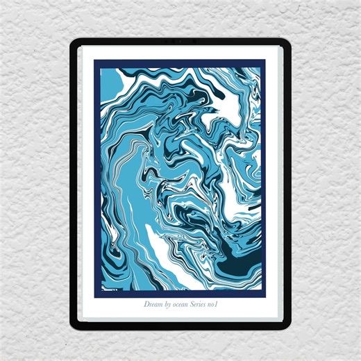 Ocean Dream Abstract Art | Blue Swirl Printable Wall Decor, Ocean Hallucinations Poster View Bauhaus Art Prints, Set of 4 (300dpi, PNG) - Etsy