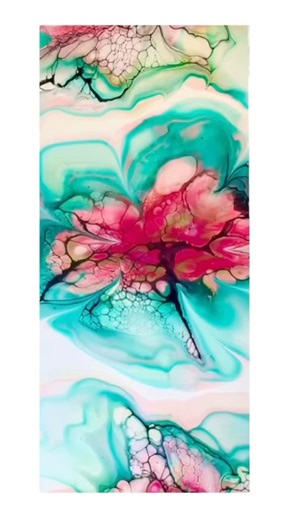 🩷+💚= Gorgeous Bloom Technique!! #acrylicpainting #paintpouring