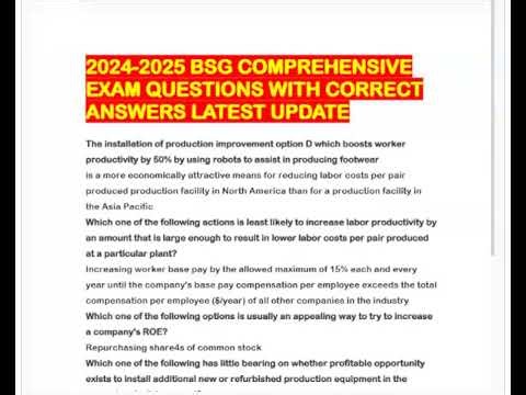 BSG Comprehensive Exam 2026–2027 ✅ REAL Questions & Verified Answers | PASS FIRST TRY 🔥