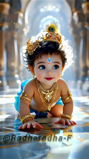 Divine Baby Krishna Crawling Animation | Adorable Little Kanha in Temple #vrindavan #krishna #love
