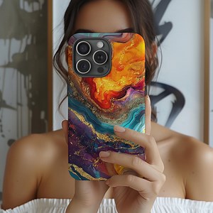 Fire Agate Pattern Phone Case, Faux Precious Stone iPhone Cover, Gold Colorful Samsung Galaxy, Abstract Style Google Pixel, Gemstone Design - Etsy