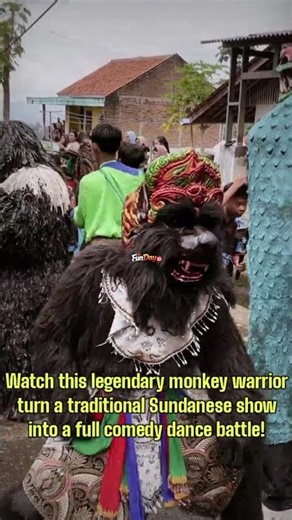 Crazy Monkey Warrior Dance from Indonesia 🇮🇩 | Sundanese Reak Benjang Comedy Show #shorts