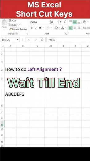 excel left alignment | excel tricks | shorts | shortfeed | ytshorts | short videos | ytshort | yt