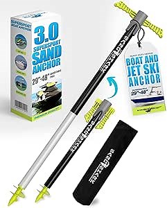SandShark Supersport 3.0 Shallow Water Anchor - Great Jet Ski, PWC, Pontoon Boat Accessory - Adjusts 29"-48" w/Case