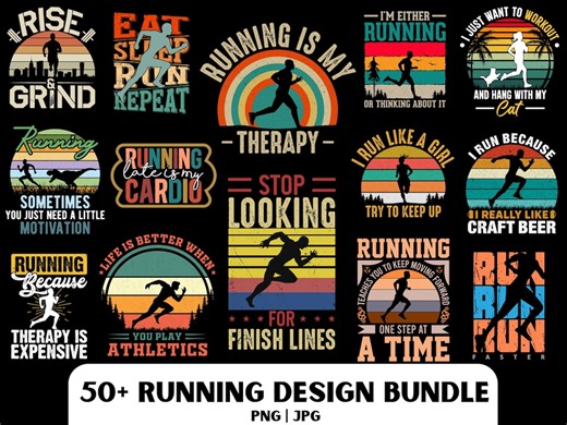 Running PNG Design Bundle: 50 T-shirt Graphics (digital Download - Etsy
