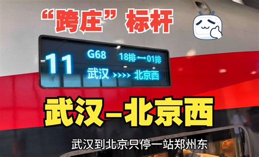 武汉北京西G68全程记录 “跨庄”标杆高铁