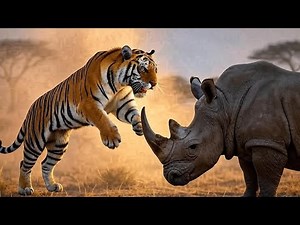Tiger 🐯 vs Rhino 🦏 | Epic Animal Clash | Ultimate Power of Nature in 4K