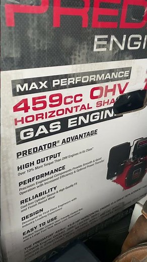 Predator 459cc harbor freight motor for the new go kart build ￼