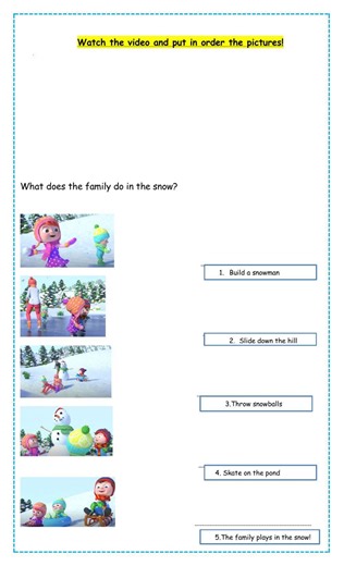 Fun in the snow worksheet