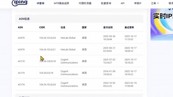 iping.cc专业的IP综合查询与风险检测平台，轻松获取IP归属地、风险评分与代理信息