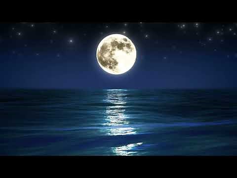 Glowing Full Moon Over Ocean