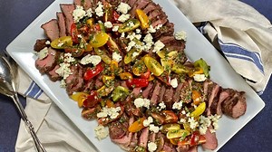 Strip Steaks with Tomato and Blue Cheese Vinaigrette | Red Meat Recipes | Weber Grills