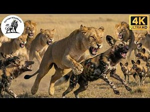 African Wild Dogs vs Lion – An Unequal Battle on the Serengeti #animaldocumentary | Savage Kingdoms