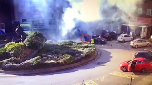 CCTV: Moments before and after taxi explosion