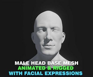 ArtStation - Male Head Realistic Base Mesh 3D Model Animated with Facial Expressions | Resources