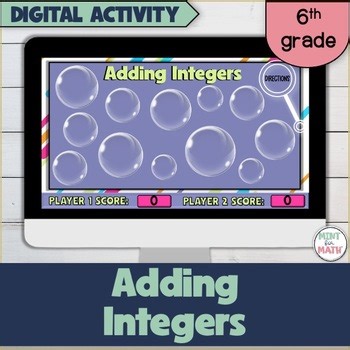 Adding Integers Bubble Game DIGITAL | 6th Grade