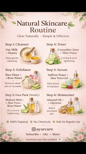 Glow Like Never Before 🌿 Natural Skincare Routine That Actually Works! 😍 #skincare