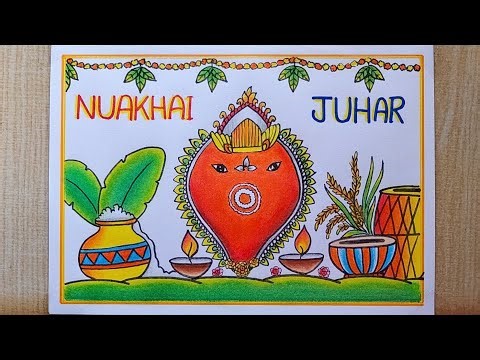Nuakhai Festival poster drawing easy| Nuakhai Maa Samlei drawing| Western Odisha's Festival Drawing