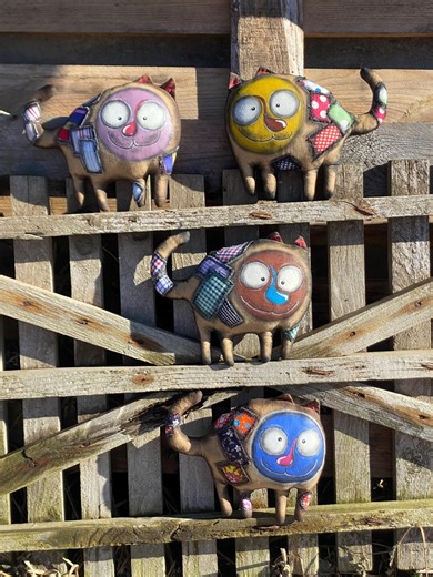 Primitive Patchwork Cat Doll: Hand-sewn Textile Art - Etsy