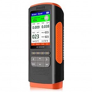 Air Quality Monitor, HeiYi Indoor Air Quality Pollution Detector for Formaldehyde(HCHO), TVOC, PM2.5/PM1.0/PM10, Temperature Humidity Data Monitoring, Meter 24-Hour Real-Time Recording (Red)