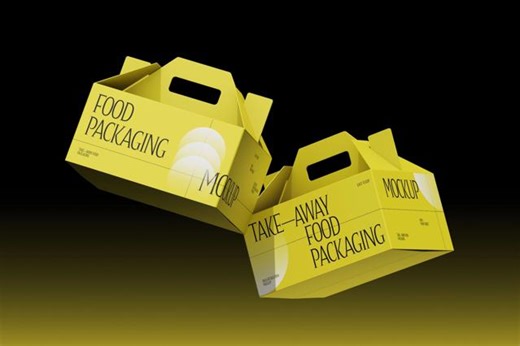 Floating Takeaway Food Packaging Mockup