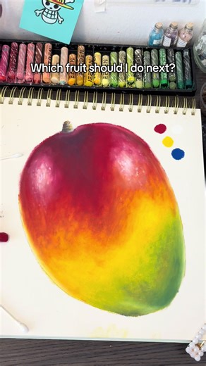 Drawing a Mango with Limited Oil Pastels