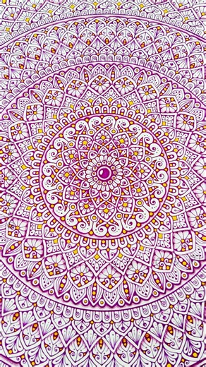 A big Mandala in Purple 💖 Easy Mandala Patterns for beginners #shorts #mandala #drawing #art #diy