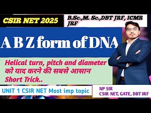 A B and Z form of DNA🧬 #Best trick for Type of DNA #CSIR NET Dec. 2025 best trick video