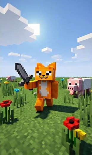 Orange Cat in Minecraft! 🐱🔥 Building, Mining, Cooking – Full Cartoon Adventure!
