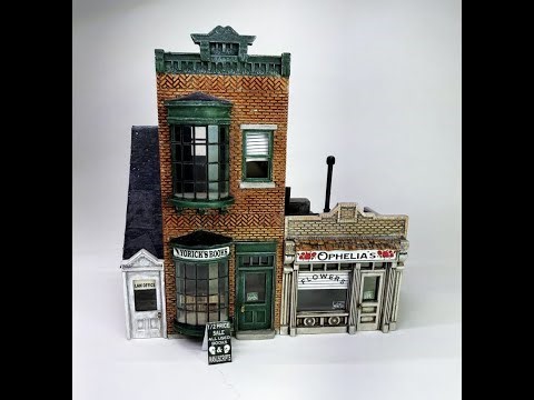 Kit #681 HO 1:87 Scale Downtown Book & Flower Shops designed and produced by James & Anna Cleveland