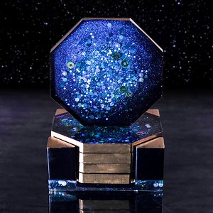 6.5K views · 222 reactions | Hey, sweeties. Today, we will make a set of galaxy-themed resin coasters with our new coaster mold. Combining Holographic powder and chunky, we get such a beautiful effect! We really enjoy making these and hope you guys enjoy this video as well.  Use code: “18pcscoaster” to get 20% off.  https://amzn.to/3u7k2gq | Let's Resin | Facebook