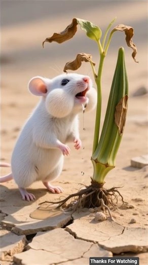 The rat saved the okra plant from drying up by watering it.😭#ai #tree #save #rat