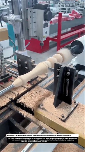 Automatic CNC Wood Lathe Machine | Precision Cutting Technology for Modern Furniture Production.