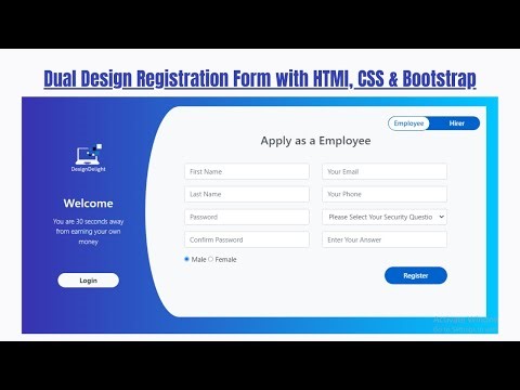 Bootstrap Dual Design Registration Form with HTML, CSS and Bootstrap || Web Design