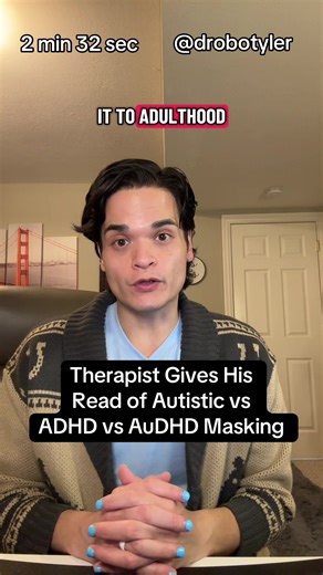 This is my take on how I use masking as a diagnostic tool to help distinguish between adult ADHD, Autism, and AuDHD. #adhd #audhd #autism