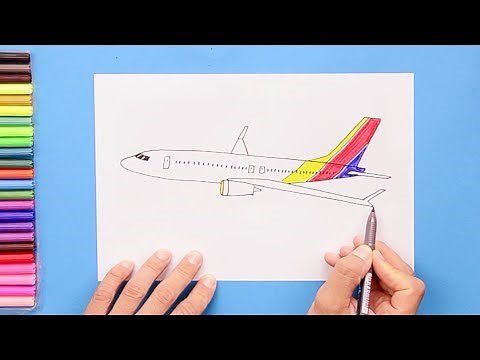 How to draw Boeing B737 passenger airplane (Southwest Airlines)